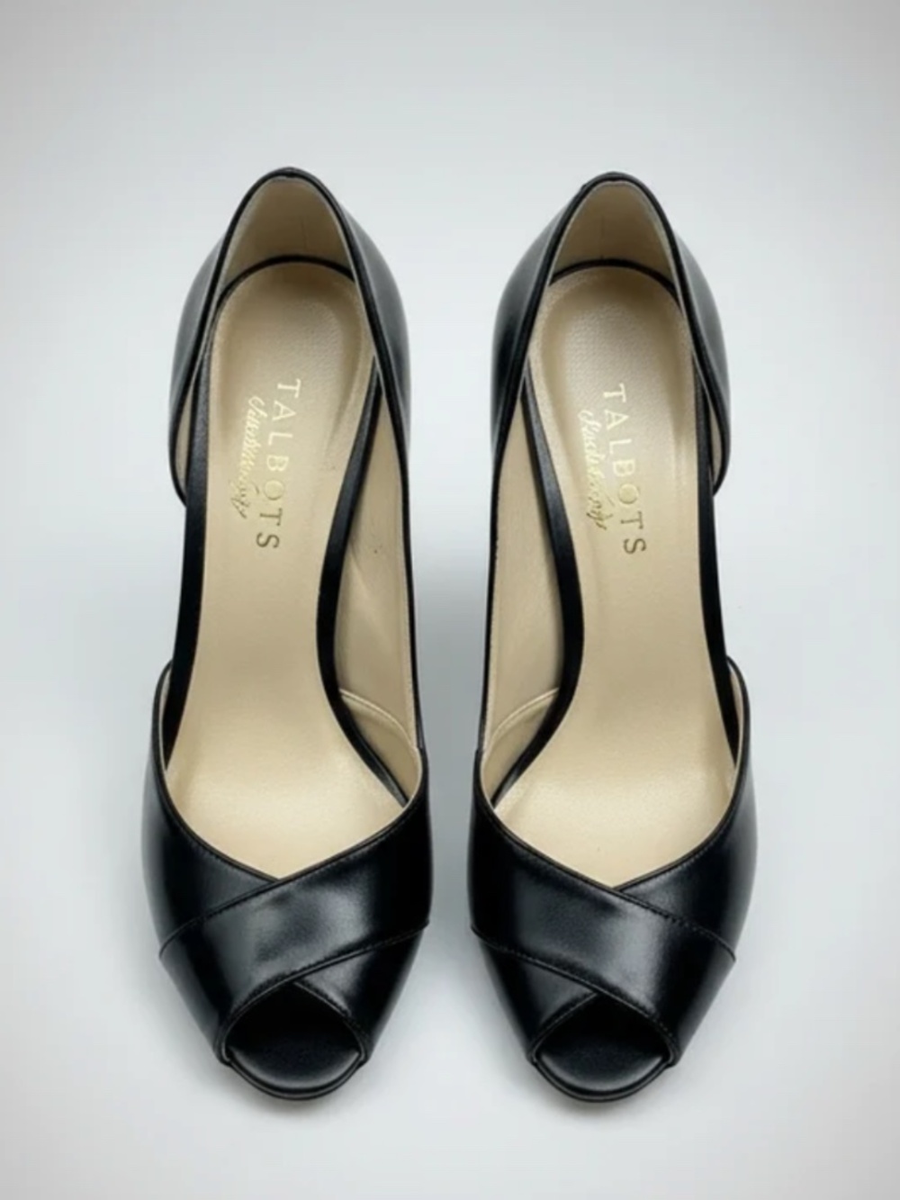 Talbots ESTA black Leather heels Size 7 1/2 B